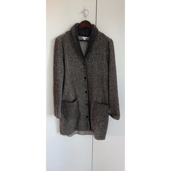 J Jill Sweater Cardi Coat Size XS Faux Fur Warm Cozy Midi Length Brown - Picture 10 of 12